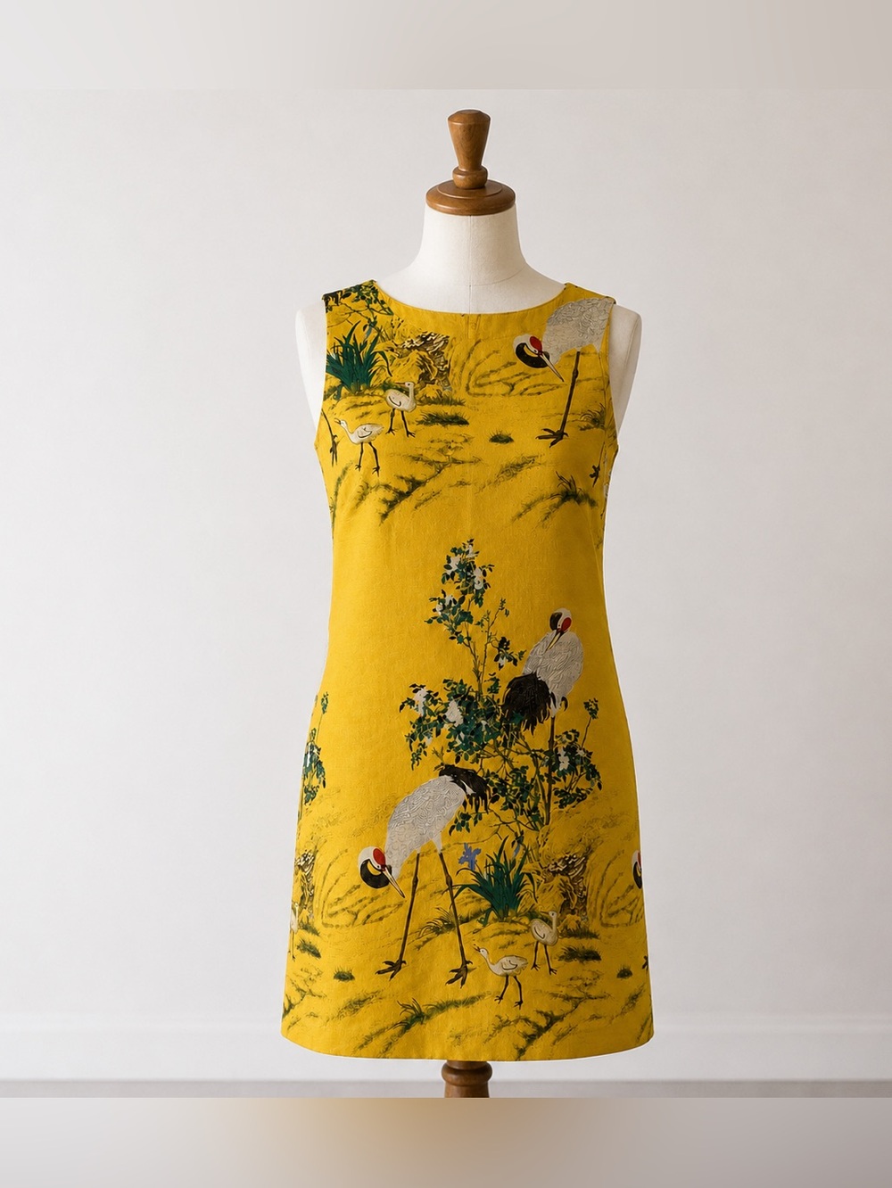 M.S.S.P. Brocade Chinoiserie Crane Floral Dress Size 8 Asian Inspired